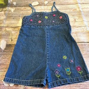 Faded Glory • Glory Girls • Denim Embroidered Romper • Sz 6X
